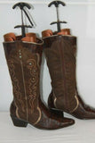 Bottes GINO VENTURI Cuir Marron  et Textile T 37 BE