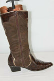 Bottes GINO VENTURI Cuir Marron  et Textile T 37 BE