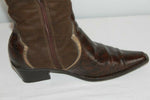 Bottes GINO VENTURI Cuir Marron  et Textile T 37 BE