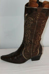 Bottes GINO VENTURI Cuir Marron  et Textile T 37 BE