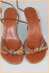 Escarpins ZARA Cuir marron Talons compensés T 37 TBE