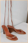 Escarpins ZARA Cuir marron Talons compensés T 37 TBE