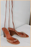 Escarpins ZARA Cuir marron Talons compensés T 37 TBE