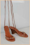 Escarpins ZARA Cuir marron Talons compensés T 37 TBE