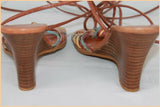 Escarpins ZARA Cuir marron Talons compensés T 37 TBE