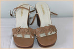 SAN MARINA Sandales Cuir Marron Talons Compensés T 39 TTBE