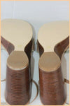 SAN MARINA Sandales Cuir Marron Talons Compensés T 39 TTBE
