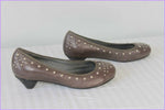 Escarpins LANCASTER Paris Cuir Taupe Clouté T 37 Etat Neuf