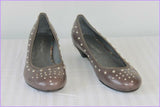 Escarpins LANCASTER Paris Cuir Taupe Clouté T 37 Etat Neuf