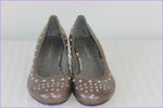 Escarpins LANCASTER Paris Cuir Taupe Clouté T 37 Etat Neuf