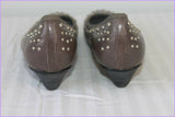 Escarpins LANCASTER Paris Cuir Taupe Clouté T 37 Etat Neuf