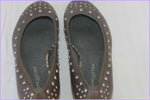 Escarpins LANCASTER Paris Cuir Taupe Clouté T 37 Etat Neuf