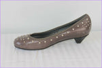 Escarpins LANCASTER Paris Cuir Taupe Clouté T 37 Etat Neuf