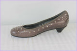 Escarpins LANCASTER Paris Cuir Taupe Clouté T 37 Etat Neuf