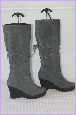 Bottes ANTIK BATIK Daim Gris Talons Compensés T 39 TBE