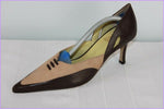 Escarpins Pointus  PARA DOXALE Tout Cuir et Daim Marron Bicolore T 38.5 TTBE