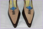 Escarpins Pointus  PARA DOXALE Tout Cuir et Daim Marron Bicolore T 38.5 TTBE