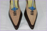 Escarpins Pointus  PARA DOXALE Tout Cuir et Daim Marron Bicolore T 38.5 TTBE
