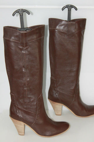 Bottes à Talons Cuir Souple Marron Foncé T 40 TTBE