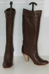 Bottes à Talons Cuir Souple Marron Foncé T 40 TTBE