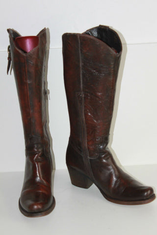 Bottes SAN MARINA Cuir Fripé Cognac Nuancé T 38 BE