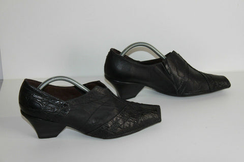 HISPANITAS Escarpins Cuir Fripé Noir T 36 TBE