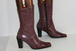 VINTAGE Mi Bottes REGINA Tout Cuir Violet Talons Carrés T 36 TBE