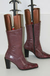 VINTAGE Mi Bottes REGINA Tout Cuir Violet Talons Carrés T 36 TBE