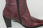 VINTAGE Mi Bottes REGINA Tout Cuir Violet Talons Carrés T 36 TBE