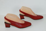 Escarpins Ouverts PAUL DE LA GRANGE Cuir Rouge T 37 TBE