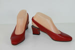 Escarpins Ouverts PAUL DE LA GRANGE Cuir Rouge T 37 TBE