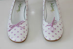 Escarpins ANNE LAURENCY Cuir Blanc à Pois Rose T 36.5 ETAT NEUF