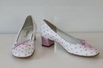Escarpins ANNE LAURENCY Cuir Blanc à Pois Rose T 36.5 ETAT NEUF