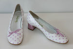Escarpins ANNE LAURENCY Cuir Blanc à Pois Rose T 36.5 ETAT NEUF