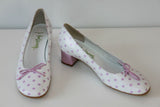 Escarpins ANNE LAURENCY Cuir Blanc à Pois Rose T 36.5 ETAT NEUF