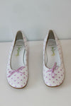 Escarpins ANNE LAURENCY Cuir Blanc à Pois Rose T 36.5 ETAT NEUF