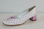 Escarpins ANNE LAURENCY Cuir Blanc à Pois Rose T 36.5 ETAT NEUF