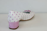 Escarpins ANNE LAURENCY Cuir Blanc à Pois Rose T 36.5 ETAT NEUF