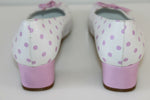 Escarpins ANNE LAURENCY Cuir Blanc à Pois Rose T 36.5 ETAT NEUF