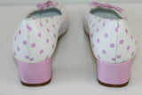 Escarpins ANNE LAURENCY Cuir Blanc à Pois Rose T 36.5 ETAT NEUF