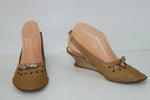 FELMINI Escarpins Cuir Marron Clair Petits Talons Compensés T 36 BE