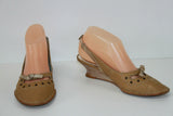 FELMINI Escarpins Cuir Marron Clair Petits Talons Compensés T 36 BE