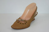 FELMINI Escarpins Cuir Marron Clair Petits Talons Compensés T 36 BE