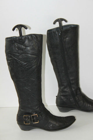 Bottes KARSTON Cuir Fripé Noir T 39 TBE