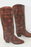 VINTAGE Bottes SALMASO Tout Cuir Façon Reptile T 36.5  BE