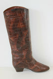 VINTAGE Bottes SALMASO Tout Cuir Façon Reptile T 36.5  BE