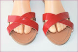 LA REDOUTE Sandales Cuir Marron Lanières Rouges T 39 TBE
