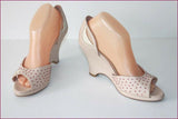 MALOLES Escarpins Tout Cuir Rose Perlé Talons Compensés T 40 TBE