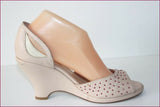 MALOLES Escarpins Tout Cuir Rose Perlé Talons Compensés T 40 TBE