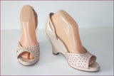 MALOLES Escarpins Tout Cuir Rose Perlé Talons Compensés T 40 TBE